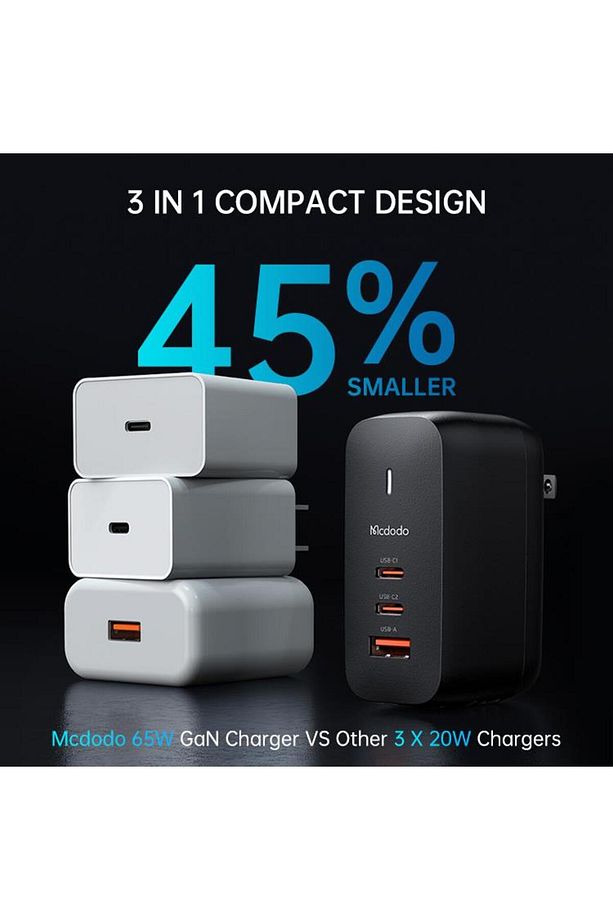 Ch-0291 65w 3-port Type-c Usb Mini Hızlı Şarj Adaptörü - 4