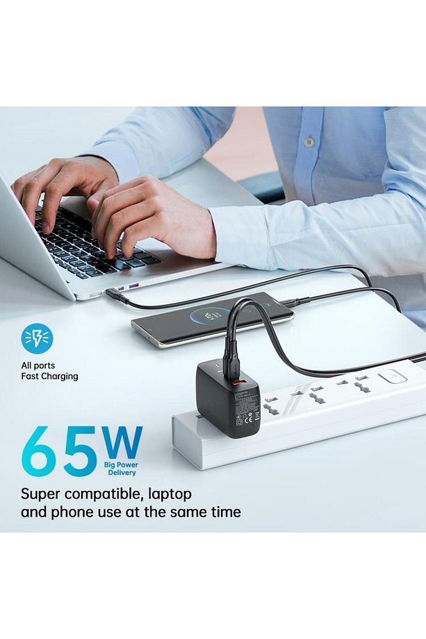 Ch-0291 65w 3-port Type-c Usb Mini Hızlı Şarj Adaptörü - 2