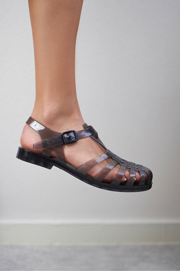 Anderline átlátszó fekete öv részlet női szandál - 3