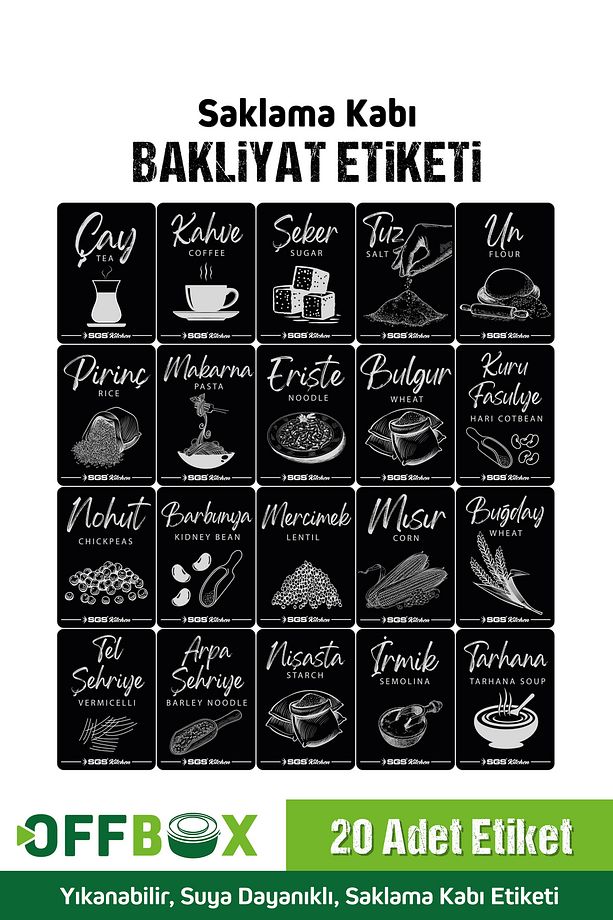 12 Adet 3,2 Lt. Büyük Boy Dikdörtgen Kuruyemiş Erzak Bakliyat Saklama Kutusu 20 Etiketli - 4