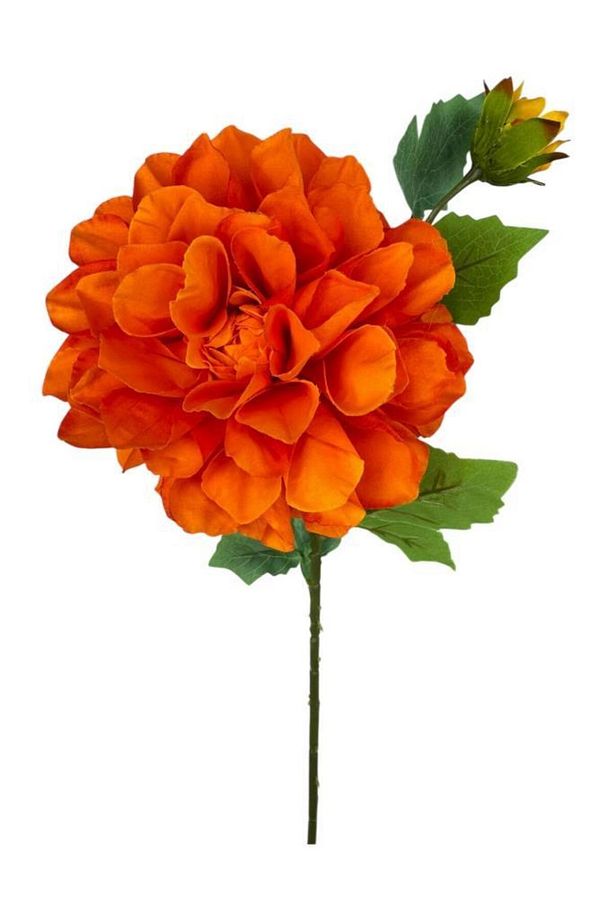 Yapay Çiçek Krizantem Orange Turuncu Tek Dal Tomurcuklu 65*17cm Kumaş Çiçek Uzun Dal - 2