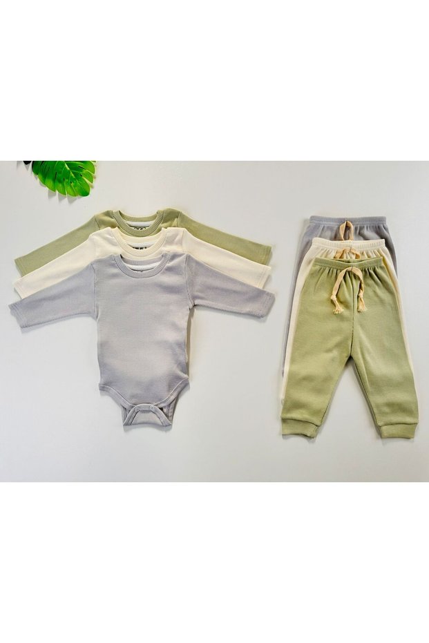 3-Piece 100% Cotton Stretchy Long Sleeve Camisole Baby Body Pants Set