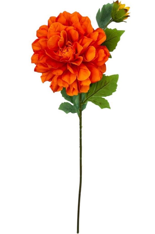 Yapay Çiçek Krizantem Orange Turuncu Tek Dal Tomurcuklu 65*17cm Kumaş Çiçek Uzun Dal - 1
