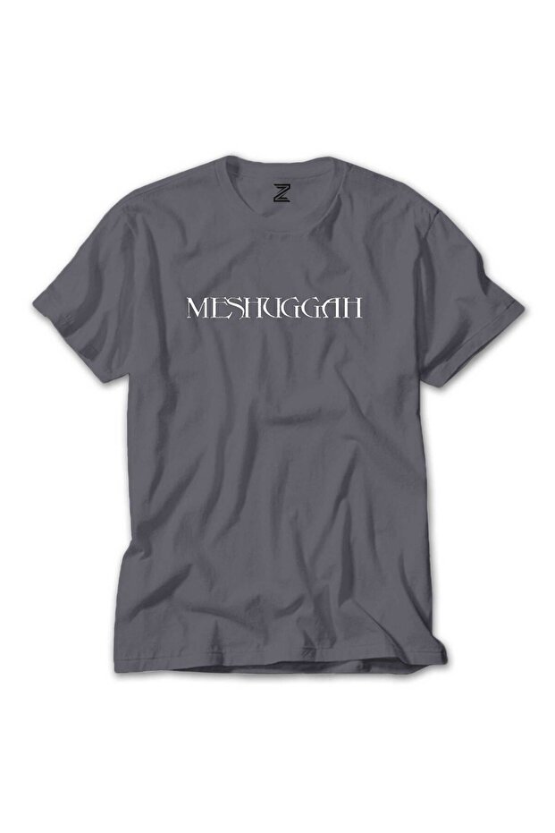 تي شيرت رمادي بشعار Meshuggah