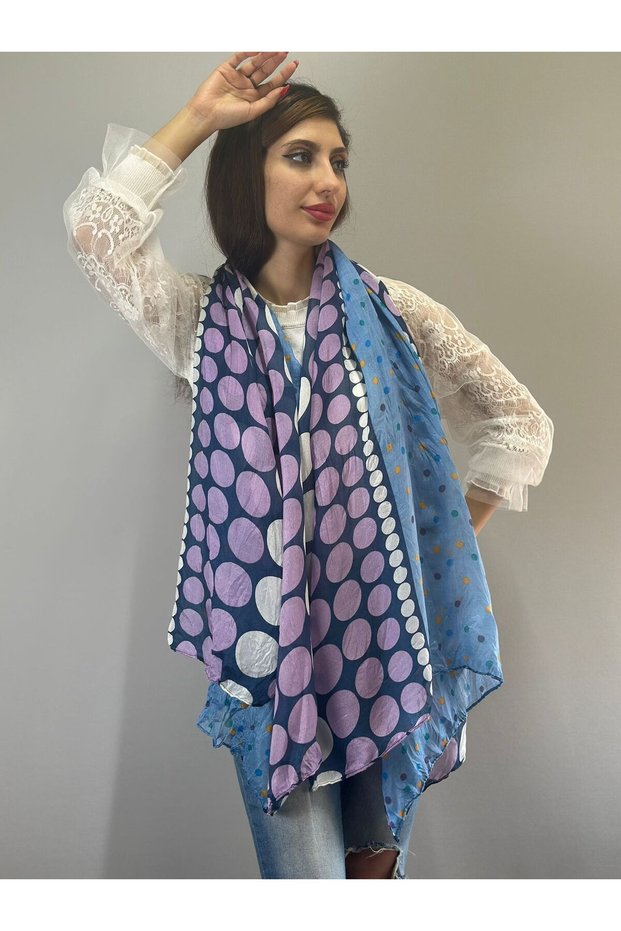 165X105 cm Polka Dot Colorful Women's Scarf Shawl Blue