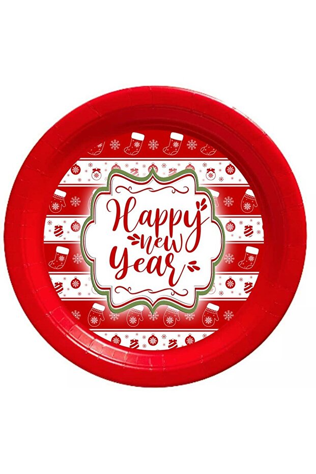 Yılbaşı Karton Tabak 8 Adet - 1