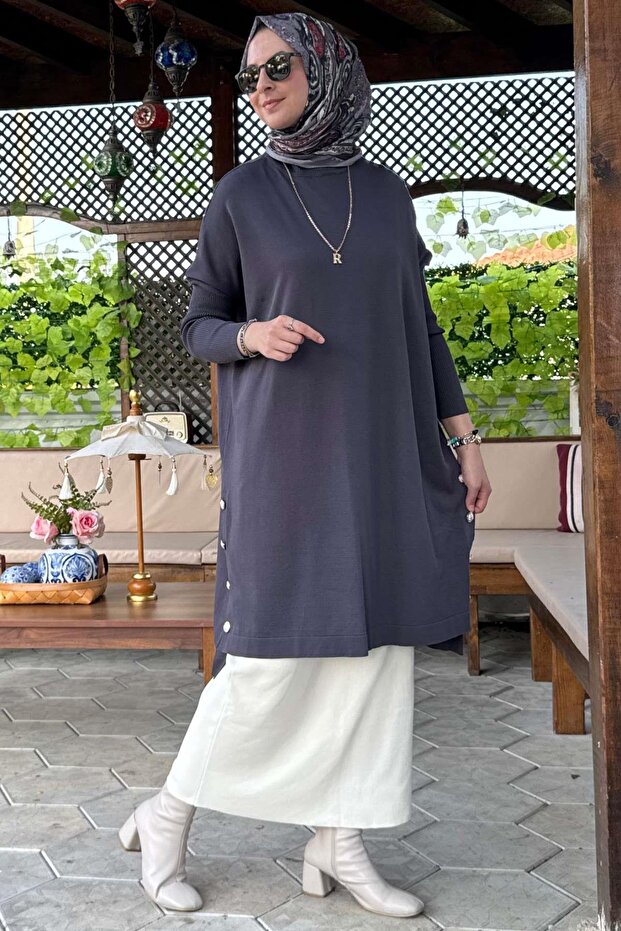 Sevda Triko Tunik Antrasit - 1