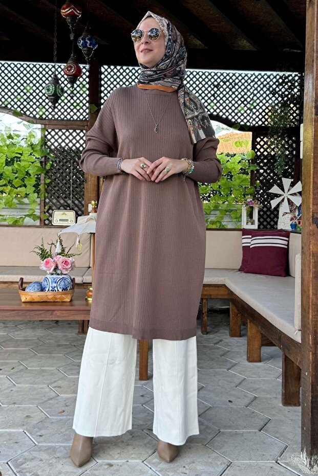 Dora Triko Tunik Sütlü Kahve - 3