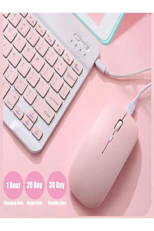Bkb011 Mini 24x15cm Kablosuz Bluetooth Klavye & Mouse Seti - Universal Uyumlu, Taşınabilir Ve Şarjlı - 6