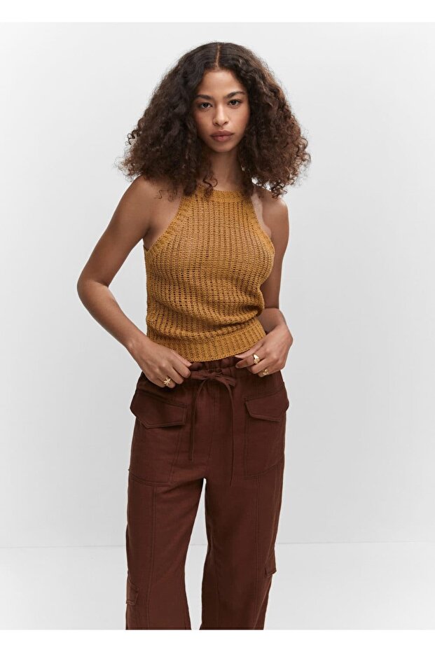 Halter yaka triko bluz - 1