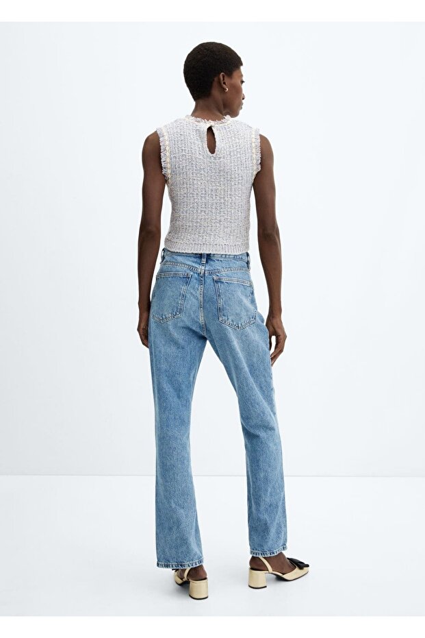 Mücevher Düğmeli Tüvit Bluz - 4