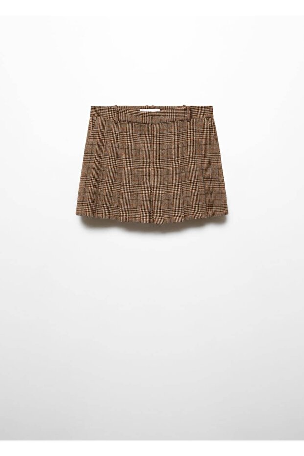 Houndstooth Patterned Pleated Skirt - 3