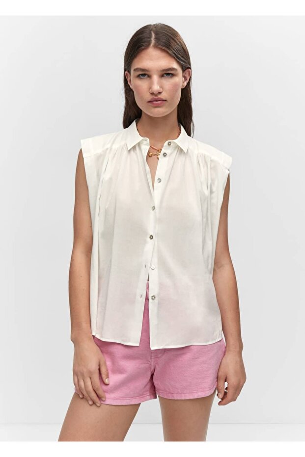 Düğmeli kolsuz gömlek - 1