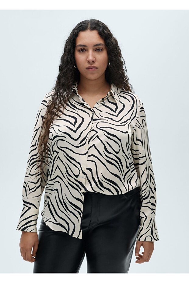 Desenli saten gömlek - 8