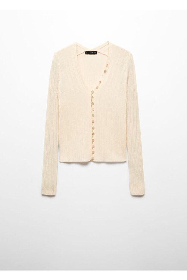 Düğmeli ribana hırka - 3