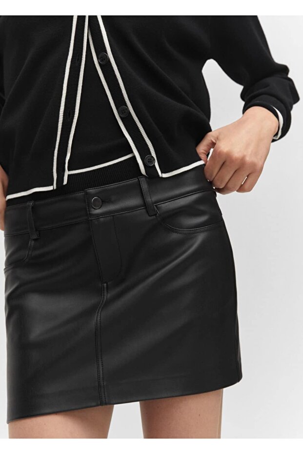 Yılan derisi görünümlü mini etek - 8