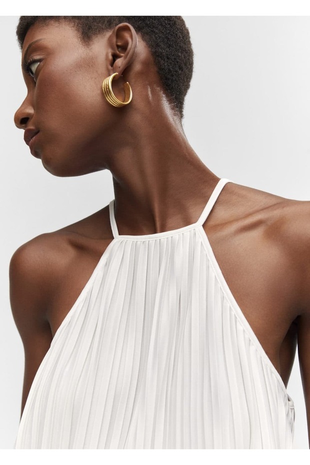 Halter yaka pilili bluz - 7