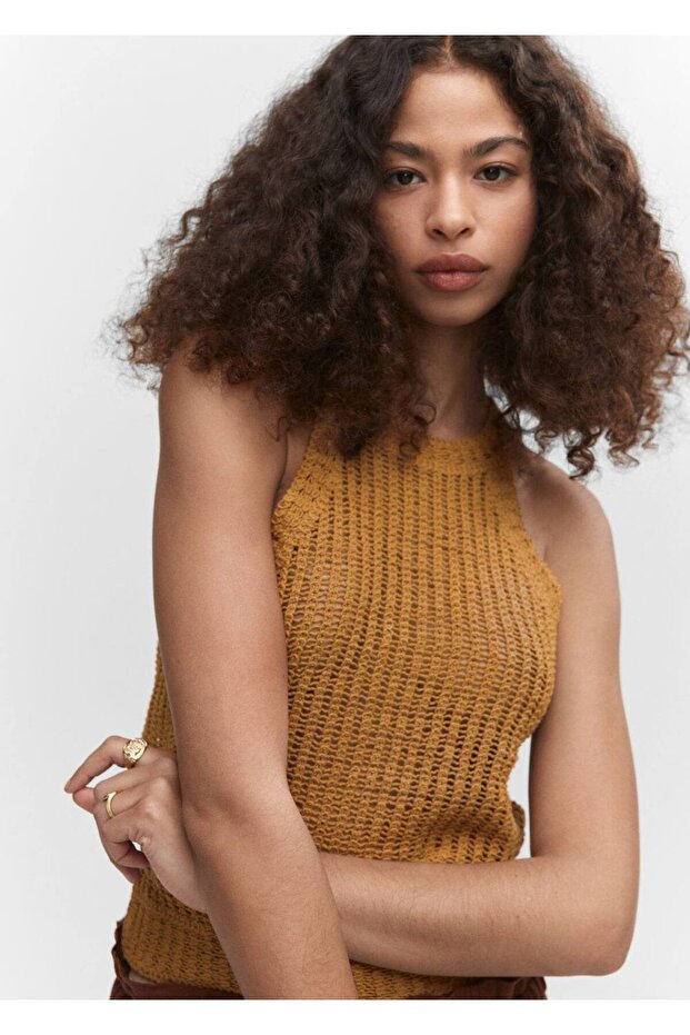 Halter yaka triko bluz - 7