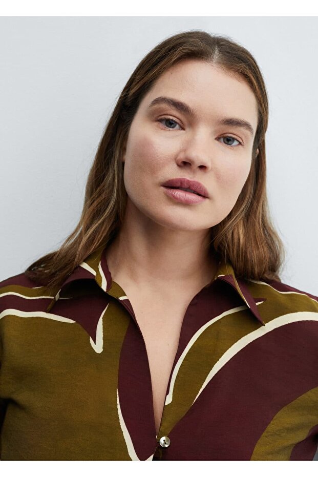 Desenli saten gömlek - 5