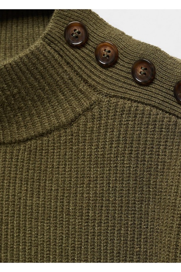 Omuzları düğmeli fitilli kazak - 6