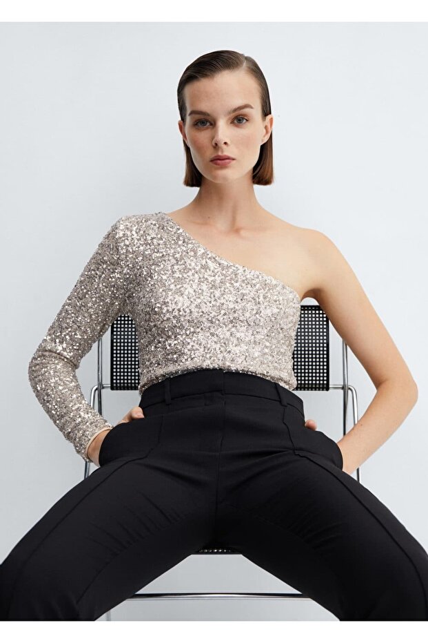 Payetli Asimetrik Bluz - 6