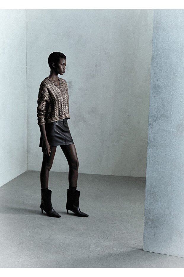 Yılan derisi görünümlü mini etek - 7