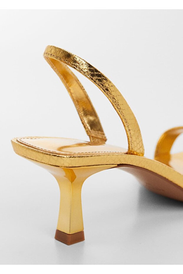 Snakeskin Patterned Metallic Sandals - 5