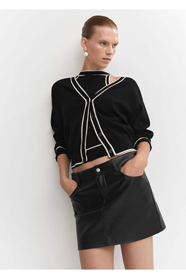 Yılan derisi görünümlü mini etek - 6