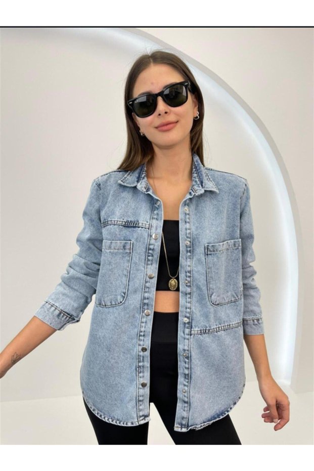 Women's Denim Shirt with Stitching