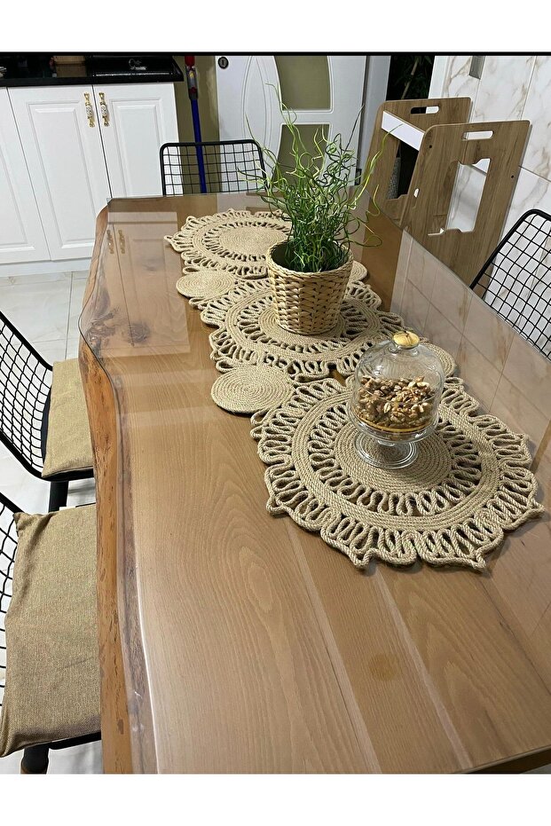 فلورا الجوت القش حبل مفرش المائدة عداء - 5