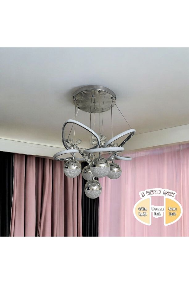 Andromeda Krom 5 Toplu 3 Renk Led Avize - 1