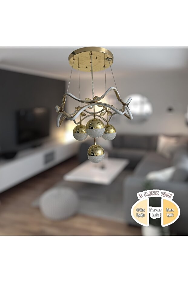 Girdap 4 toplu 3 Renk Sarı Led Avize - 1