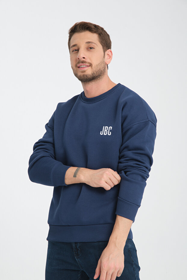 سويت شيرت رجالي أساسي مطرز برقبة دائرية مقاس كبير - 5