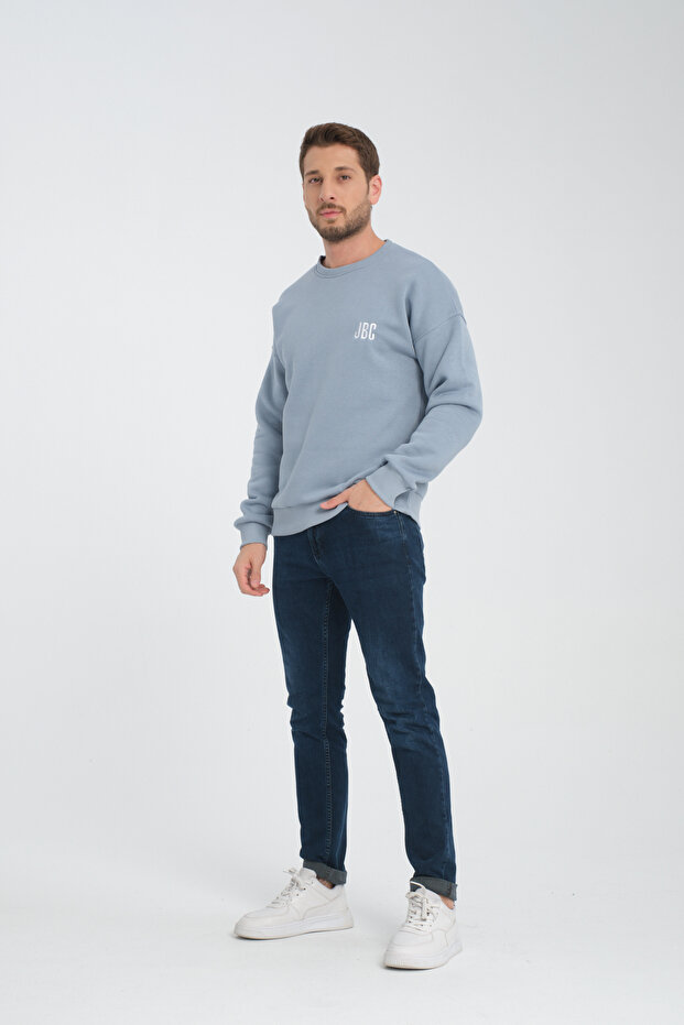 سويت شيرت رجالي أساسي مطرز برقبة دائرية مقاس كبير - 1