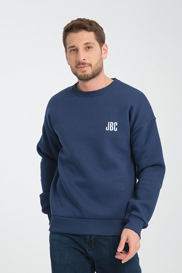 سويت شيرت رجالي أساسي مطرز برقبة دائرية مقاس كبير - 4