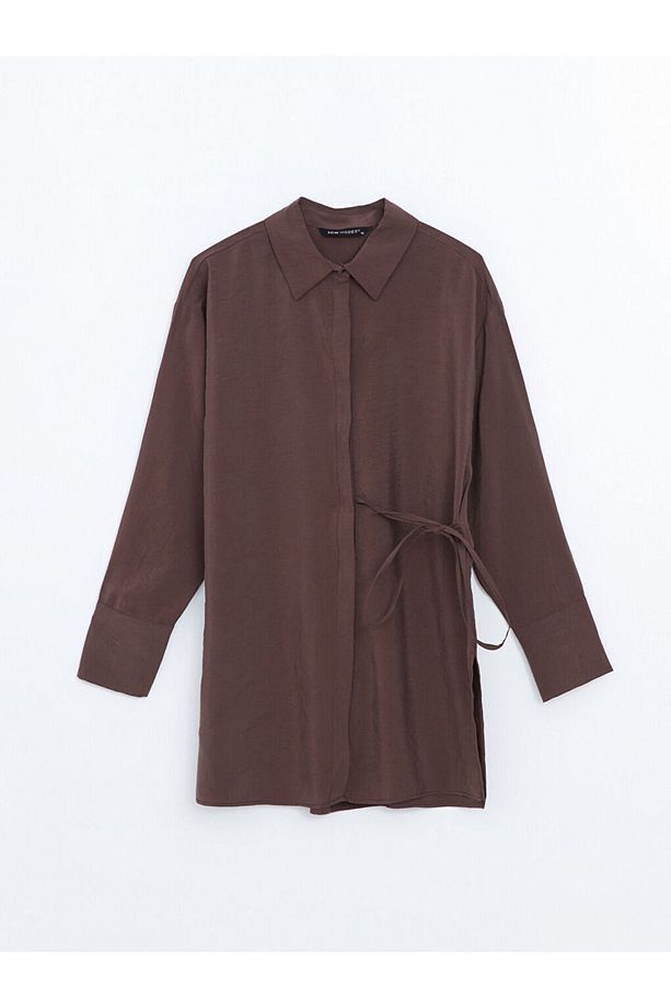 LCW Modest Kahverengi Oversize Kadın Gömlek Tunik - 7