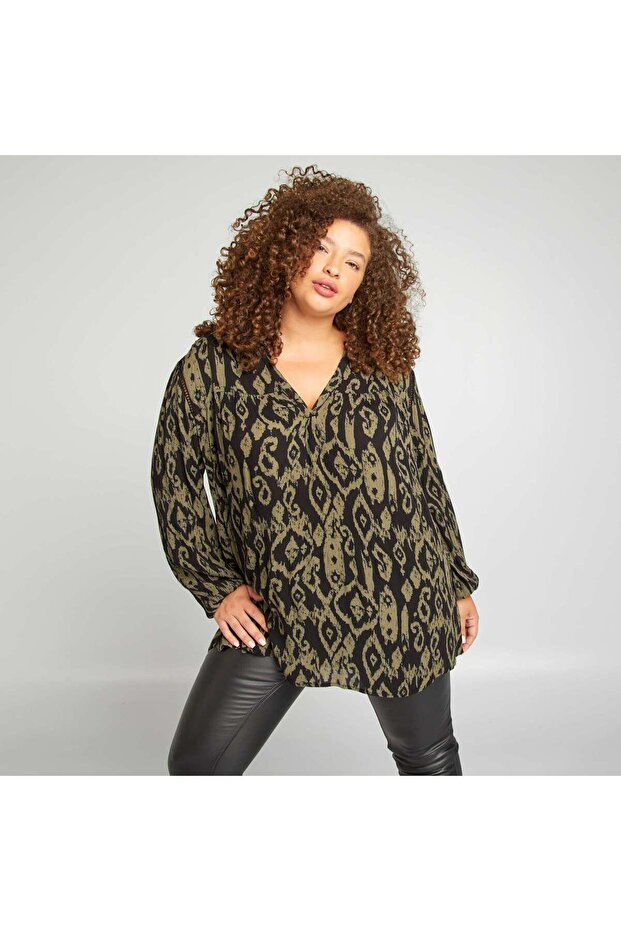 Plain blouse BLACK - 1