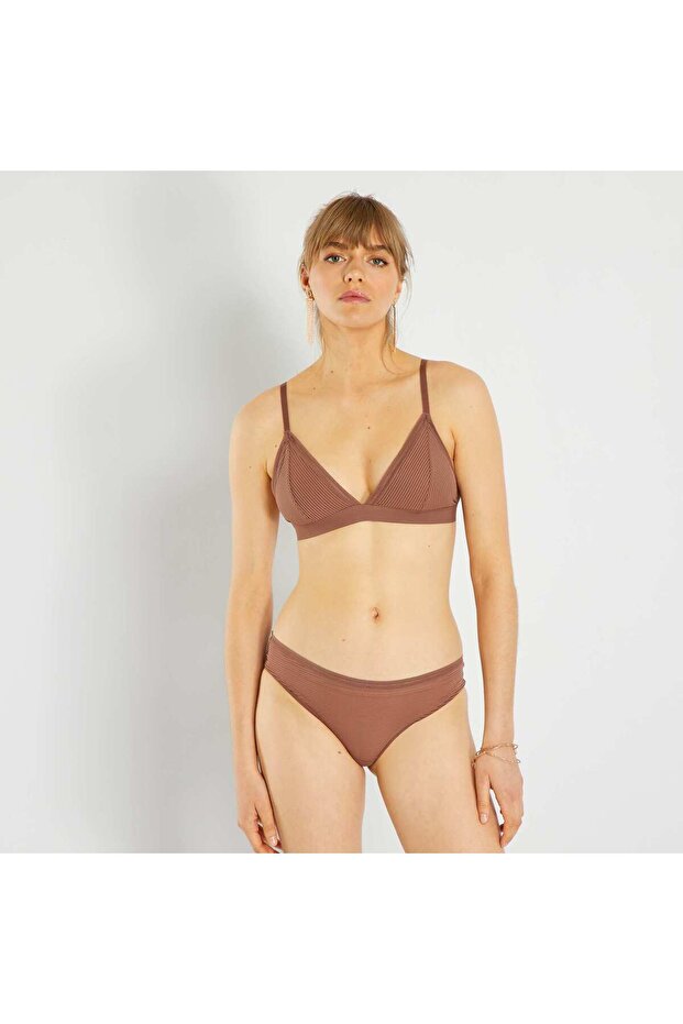 حمالة صدر مثلثة مبطنة من الألياف الدقيقة باللون البني - 4