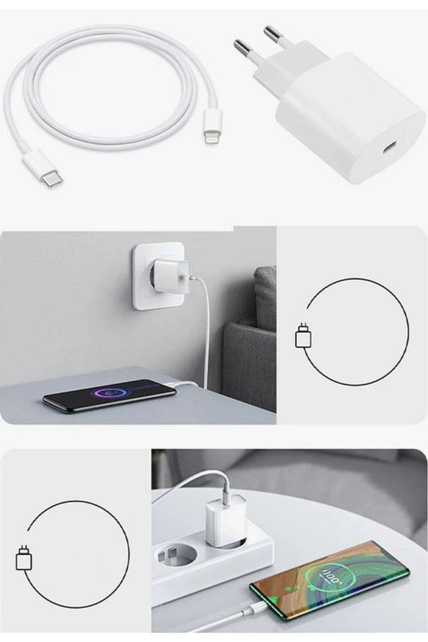 Iphone Tüm Seriler Ile Uyumlu 2metre 35watt Hızlı Şarj Seti Type-c To Lightining Data Kablo - 8