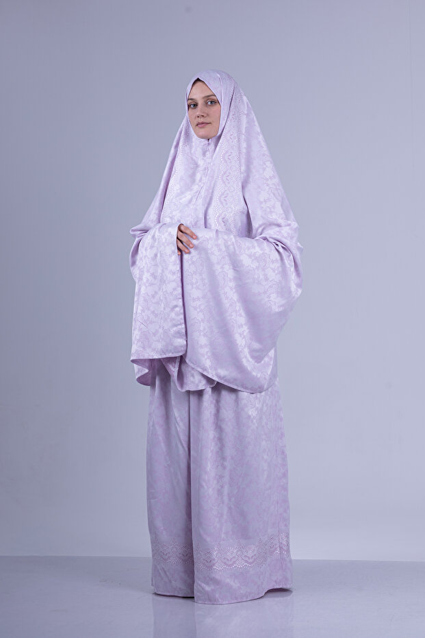 طقم صلاة قطعتين منقوش بجودة فاخرة - 4