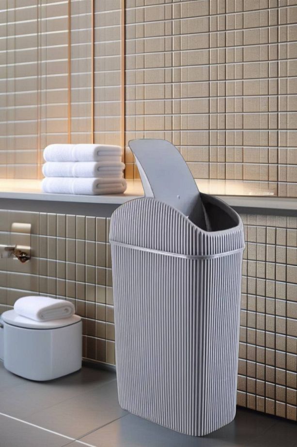 10 Lt Çöp Kovası, Mutfak, Banyo, Tuvalet, Ofis Çöp Kutusu Gri - 4