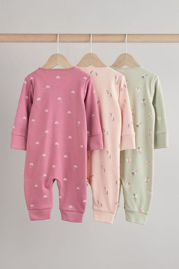 % 100 Pamuklu Pembe Unicorn Desenli 3'lü Tulum Set - 2
