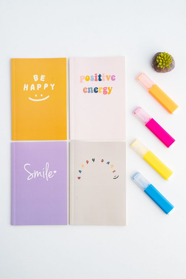 4'lü Çizgisiz Defter Seti 10 X 15cm 64 Sayfa Okul Defteri Mini Defter Hediyelik Defter Notebook Seri - 2