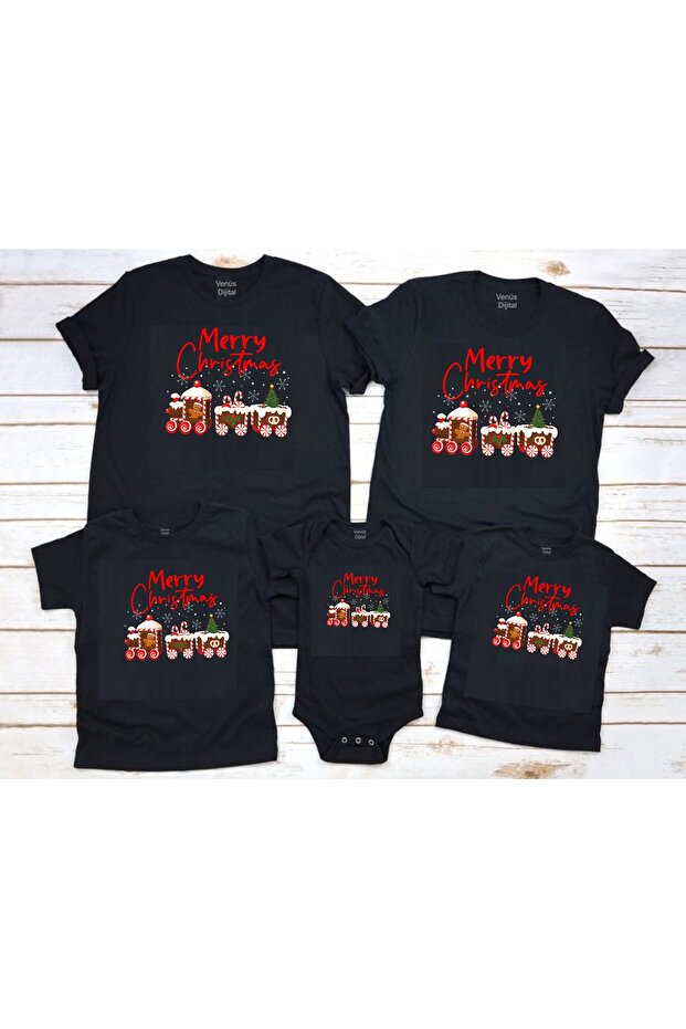 New Year's Train Printed Family Combination Tshirt (Price Is for 1 Piece)