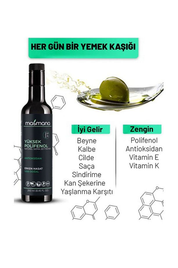 Yüksek Polifenollü Erken Hasat Soğuk Sıkım Natürel Sızma Zeytinyağı 3 Adet 250 ml ( 2023 Sezonu) . - 3