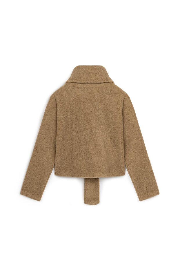 Pulover de pluș bej - Design eșarfă - 2