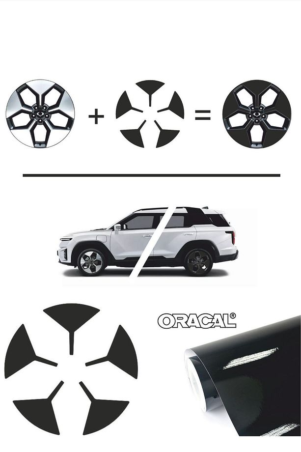 Ssangyong Torres Evx Jant Kaplama Sticker Set - Parlak Siyah - 3