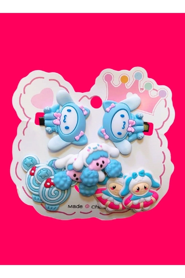 Kuromi̇ 8-Piece Children's Buckle Set (2 Clips + 6 Elastic Bands)