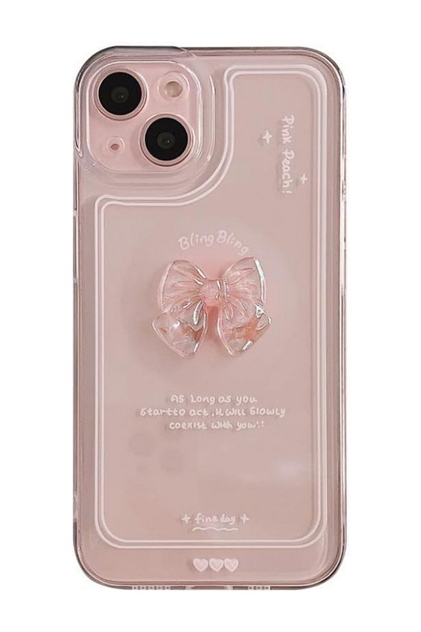 Apple Iphone 15 Plus /14 Plus Uyumlu Kılıf '3 Boyutlu Kurdele' Kamera Korumalı Yumuşak Kapak Şeffaf - 3