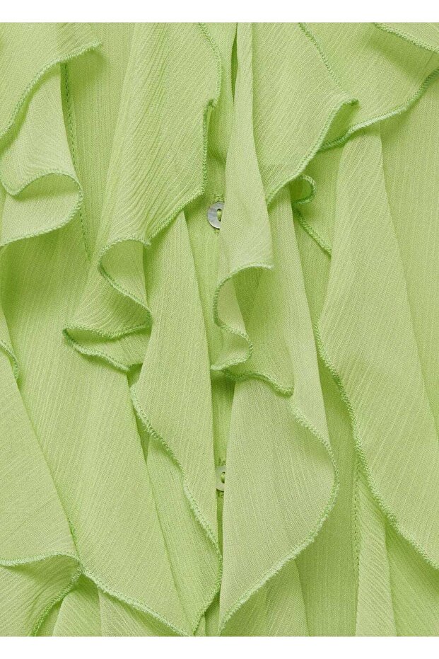 Yarı transparan volanlı bluz - 6